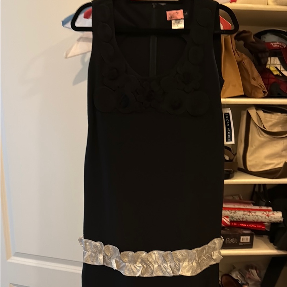 Elegant Black Dress with Floral Accents